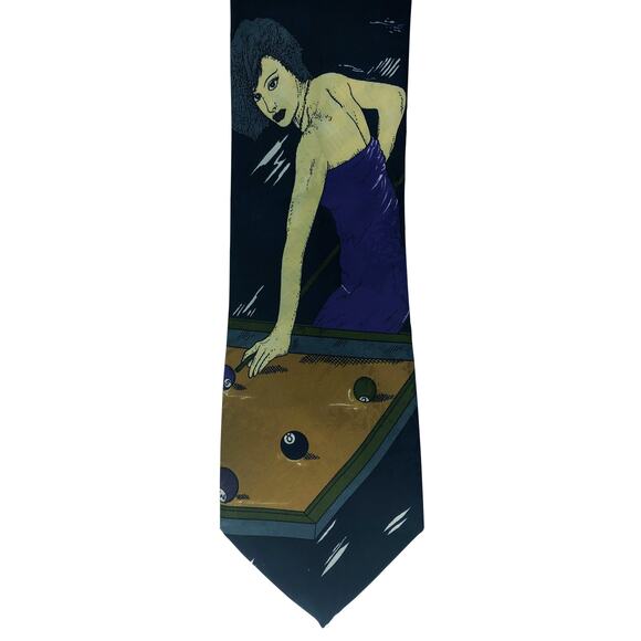 Woman Playing Billiards Tie - Picture 4 of 5